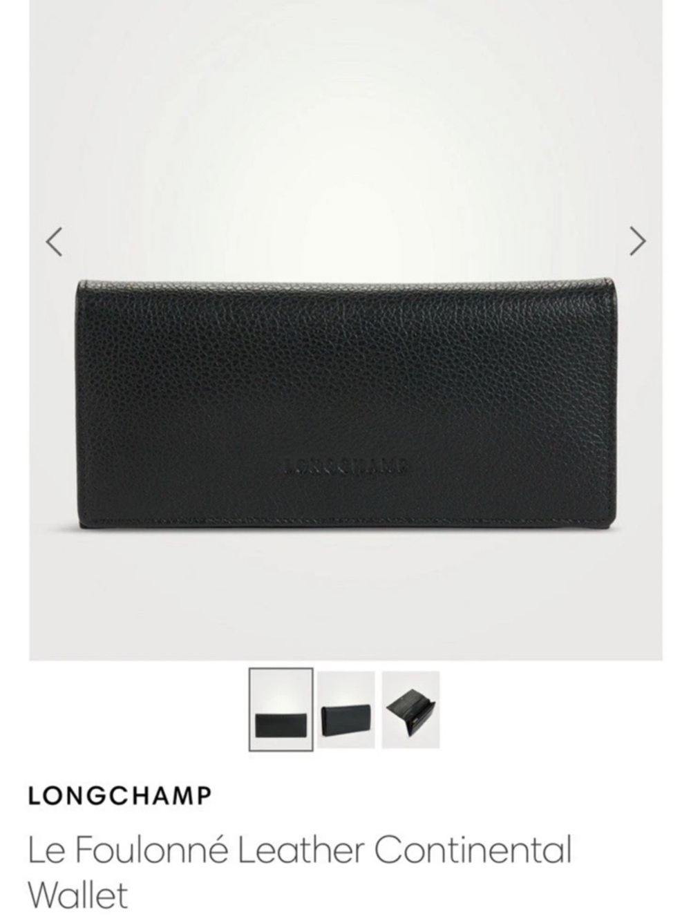 Longchamp Black Le Foulonné Continental Card Wallet